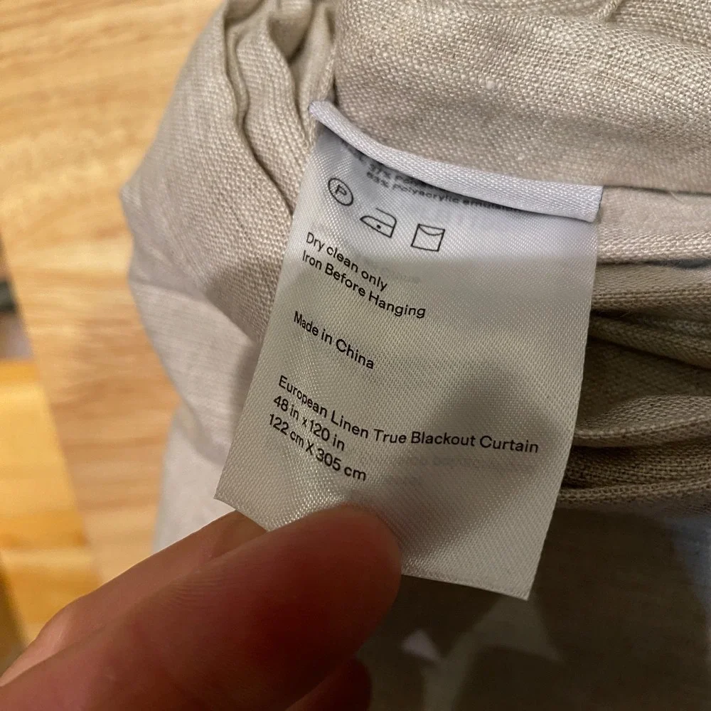 Quince European Linen True Blackout Curtain size 48x120 Flax ONE CURTAIN ONLY